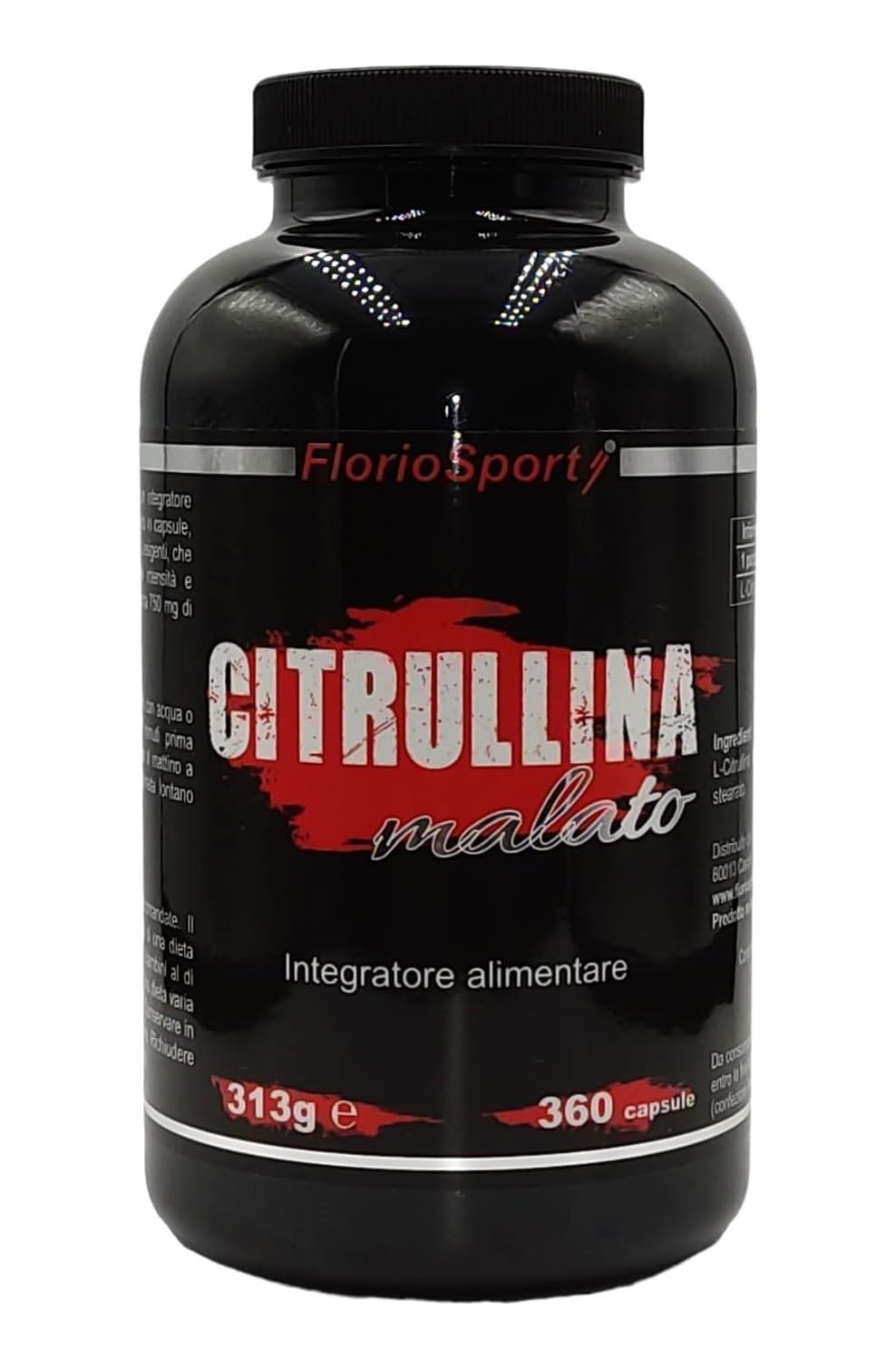 Citrullina Malato FlorioSport®, 360 capsule Integratore Alimentare di Pura Citrulline Malate Ossido Nitrico. 90 dosi da 3000 mg.