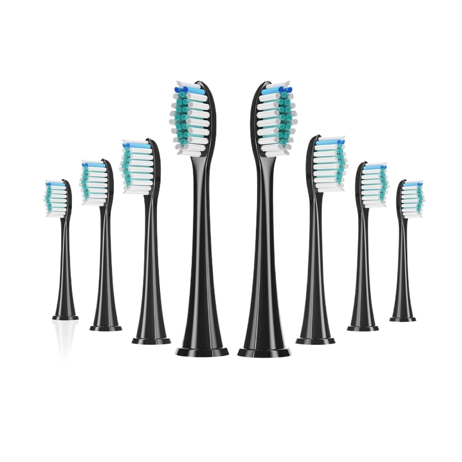 HYETFBS 4/8/12/16 testine di ricambio per spazzolino da denti, compatibili con Phili, e altri manici per spazzolino elettrico Click-on (8 pezzi nero)