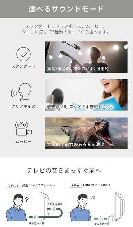 FUNLOGY SOUND3 Speaker/Soundbar VGP2023 Award Winner 2.1ch / Total 80W / Bluetooth Compatible/Wireless/For TV/Smartphone/Home Theater/Includes Optical Digital AUX Cable Japanese Brand