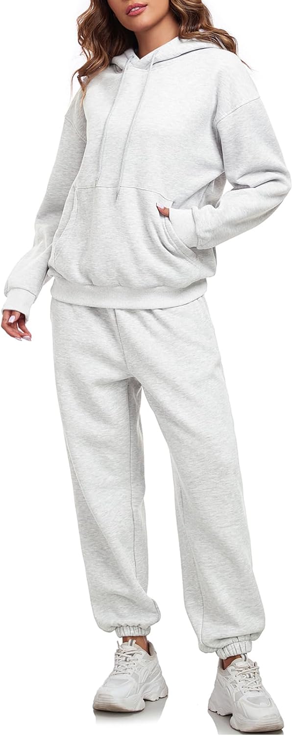HOTIAN Womens Fleece 2 Piece Outfits Sweatsuit Pullover Sweatshirt Hoodie and Joggers Sweatpants Tracksuit Sets - Image 3