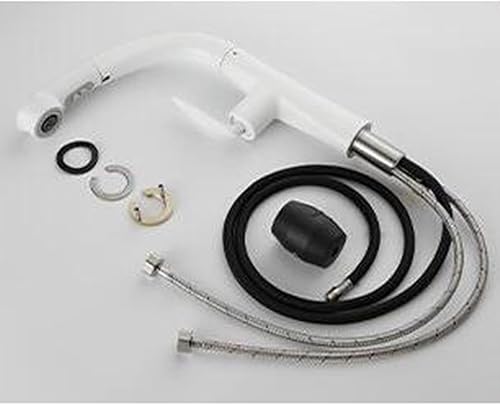Miniatura 6 de Grifo de cocina blanco, grifo de fregadero de cocina con rociador extraíble, latón telescópico de dos funciones, modo de salida de agua, grifo