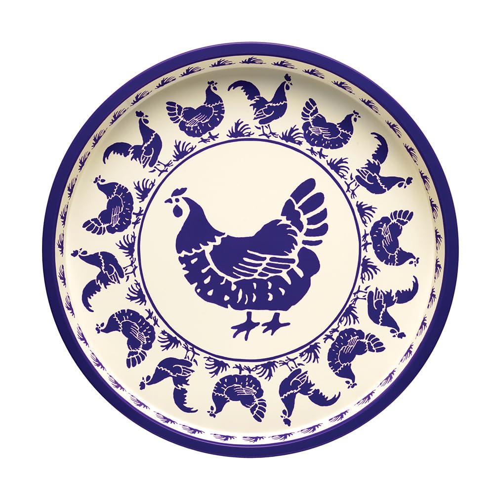 Emma Bridgewater - Blue Hens Deepwell Tin Tray 300 mm (d)