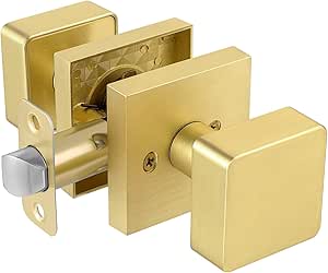 EHOMEWARE 6 Pack Brushed Brass Door Handles Gold Interior Door Knobs, Keyless