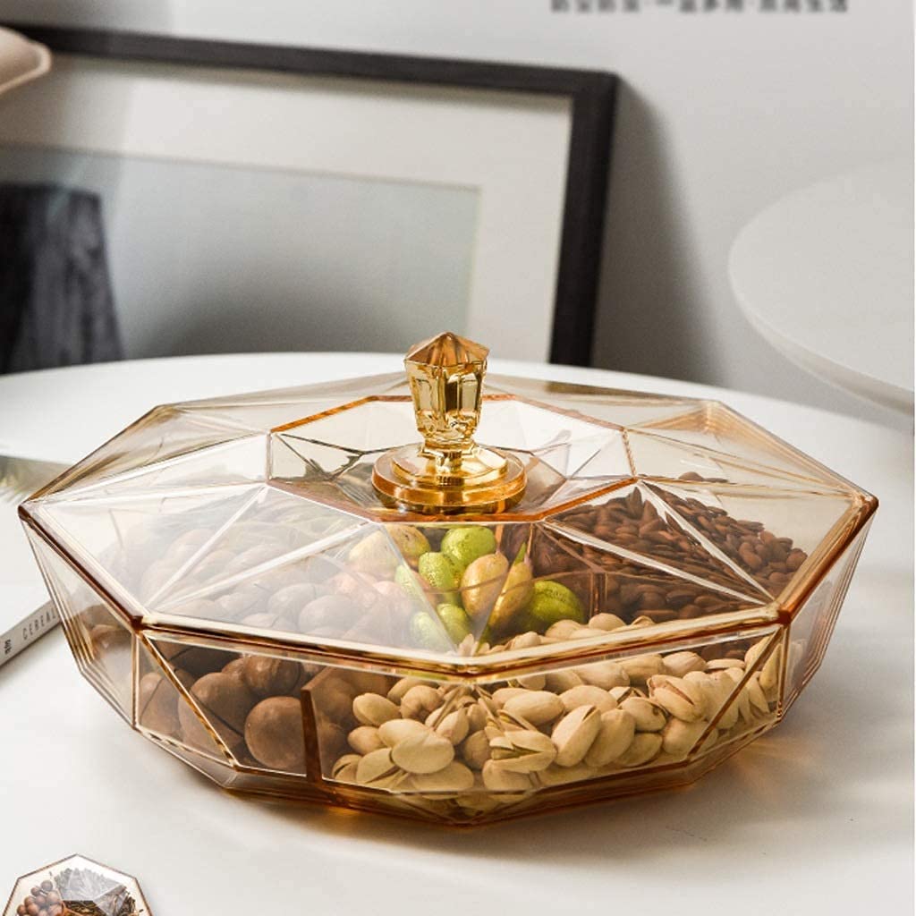 Caja de frutos secos, frutos secos, contenedor de almacenamiento de dulces, caja de aperitivos, caja de dulces, caja de frutos secos, rejilla dividida con tapa, mesa de centro simple for sala de estar