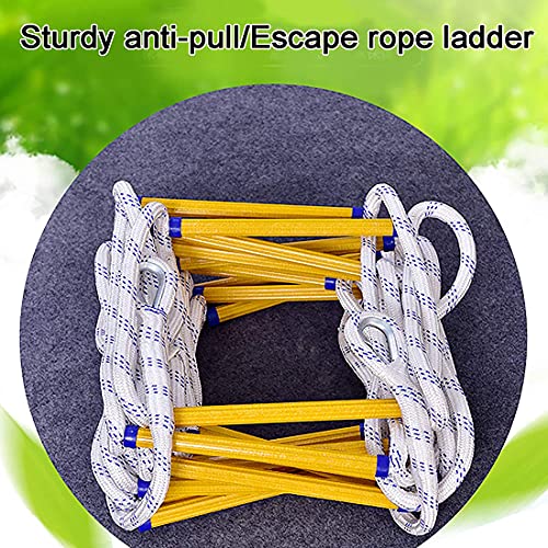 Genérico Escalera de Cuerda ignífuga - Escalera de Rescate de Emergencia de 3M a 50M, Escalera de Seguridad Resistente con mosquetones, Ideal para Uso doméstico y en Exteriores, Herramienta de Escape