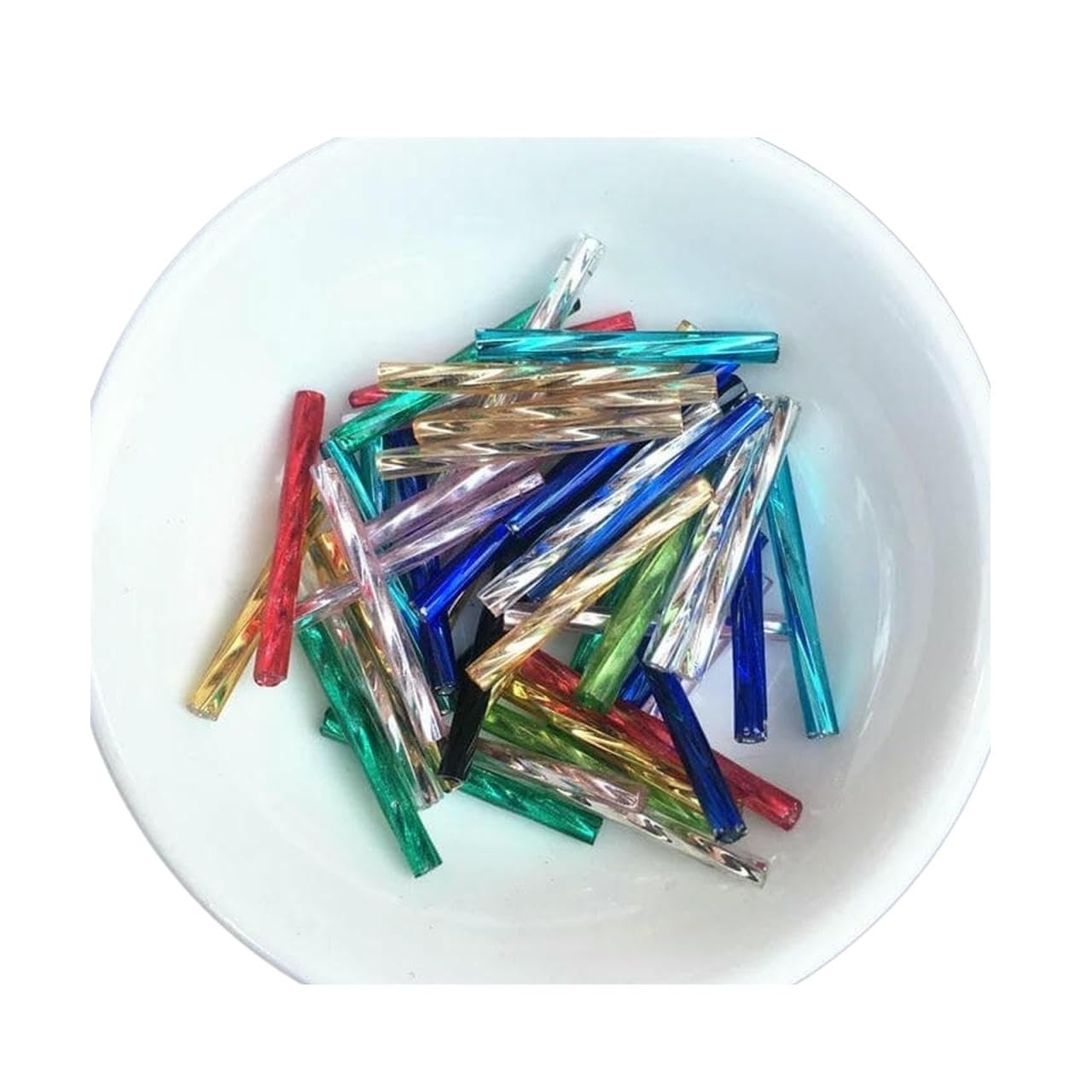 Cuentas de cristal transparente, Cuentas espaciadoras de tubo de vidrio, multicolor, 2,5 mm x 25 mm, paquete giratorio de 36 for joyería DIY(Light Blue)