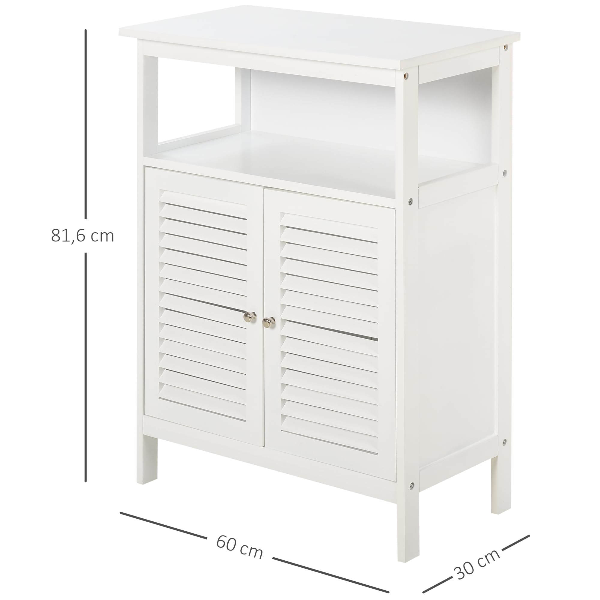 kleankin Mueble de Baño con 2 Puertas de Persianas 60x30x81,6 cm Blanco