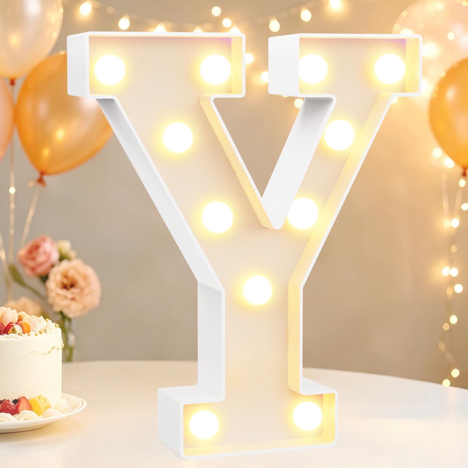 LED Light Up Marquee Letters for Birthday Decorations, Letter Y Warm White
