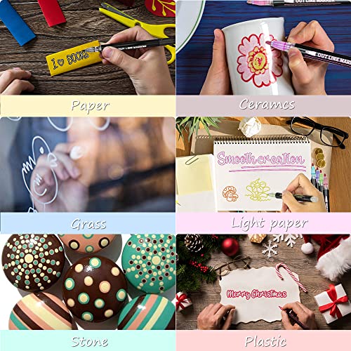 12 Colors Glitter Markers Double Line Markers Outline Pens, Super Squiggles Glitter Outline Marker Set, Drawing Pen For Card Making, Diy Art Drawing, Lettering, Craft Project #TOP5