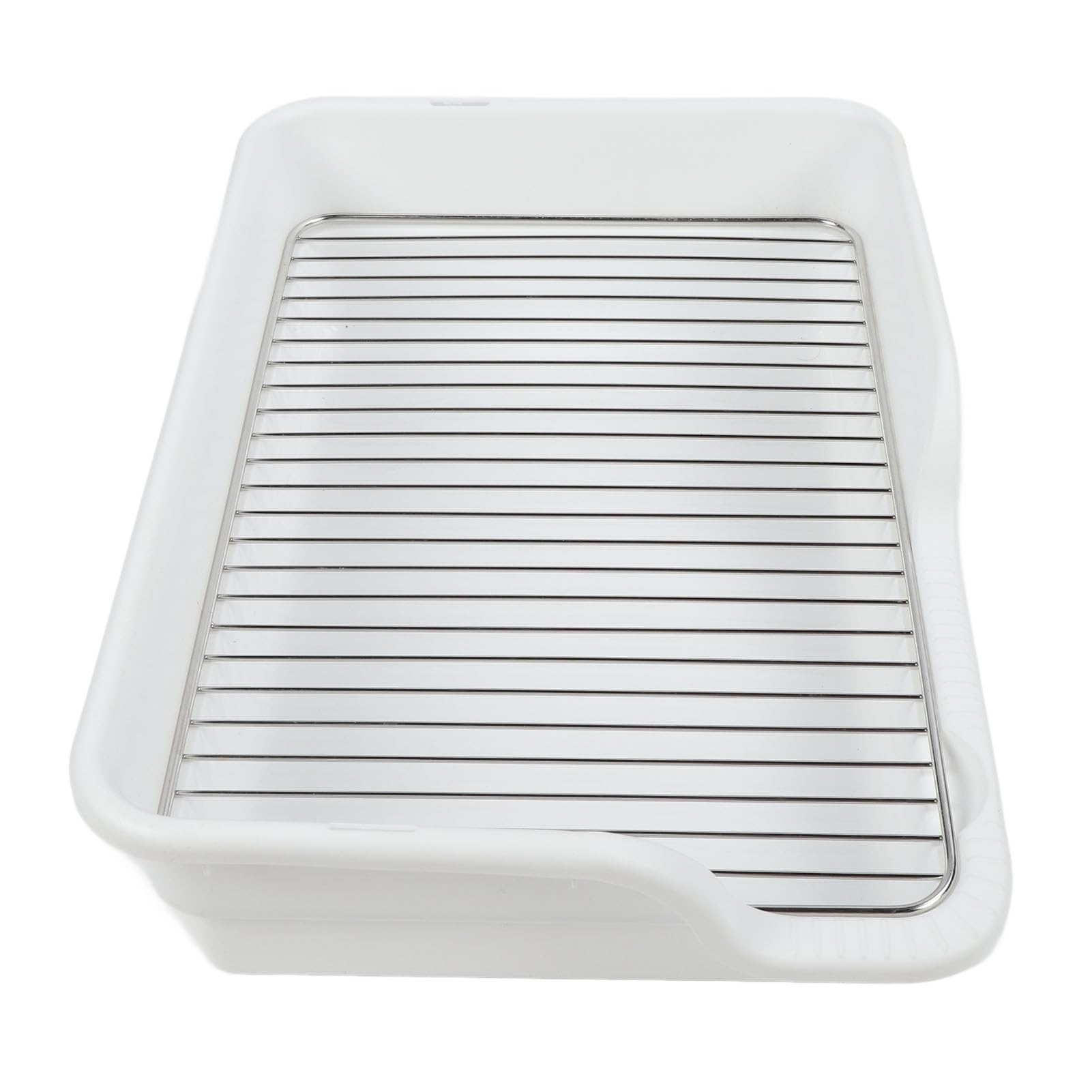 Bandeja higiénica para perros, inodoro de adiestramiento para perros pequeños y medianos, inodoro interior para mascotas con rejilla de acero inoxidable a prueba de derrames y (Blanca)