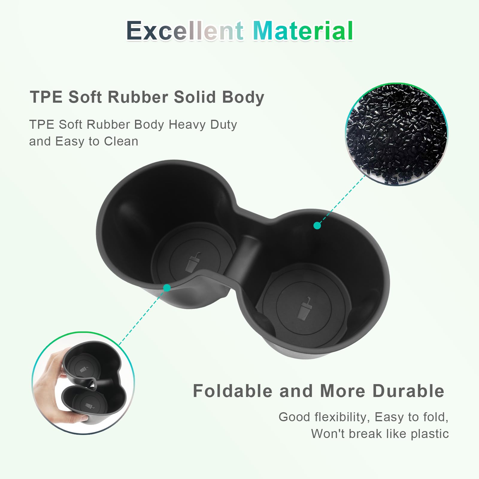 VIHIMAI Insert Porte-Gobelet Amélioré Tesla Model Y 2021-2025 & Model 3 2021-2023 – Design Chromé Noir – Anti-Débordement & Silicone Haut De Gamme