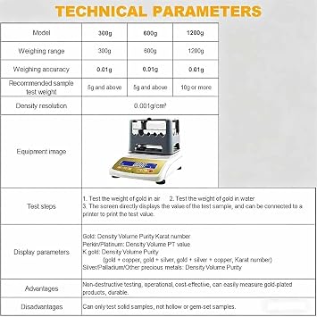 Gold Purity Analyser Meter Digital Electronic Gold Purity Tester Machine, Gold Purity Content Detector, with LCD Display