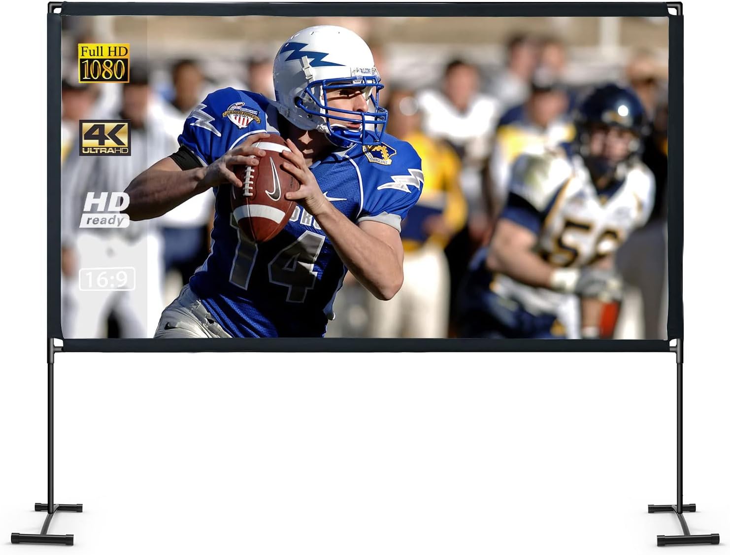 Projection Screen with Stand, OWLENZ 100" New Upgraded Stand Projector Screen 16:9 4K HD Front Projection 1.2 Gain Portable Movie Screen with Storage Carrying Bag for Outdoor Indoor Use