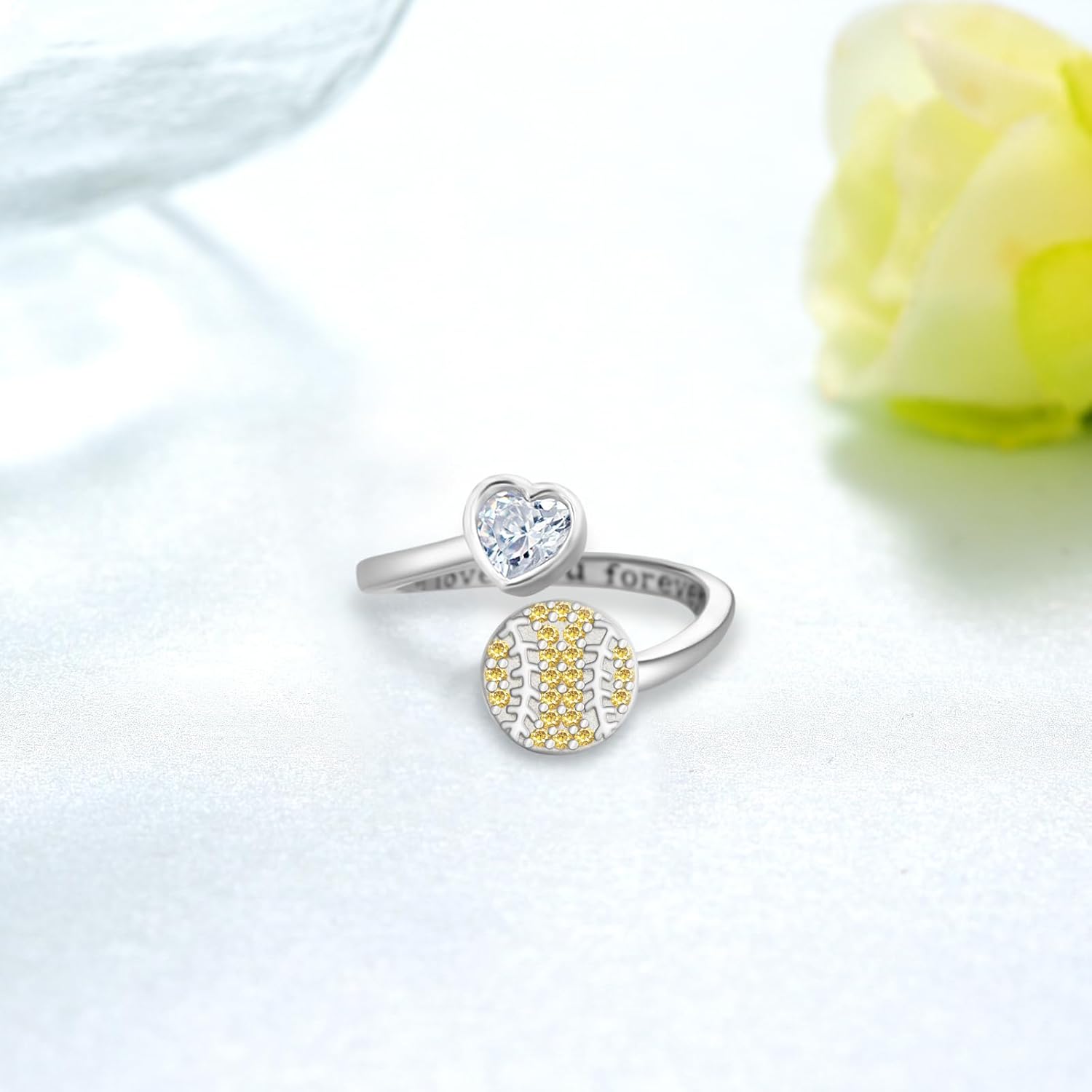 Baseball Ring 925 Sterling Silver Adjustable Softball Ring Sports Jewelry Gifts for Women Player - Image 2