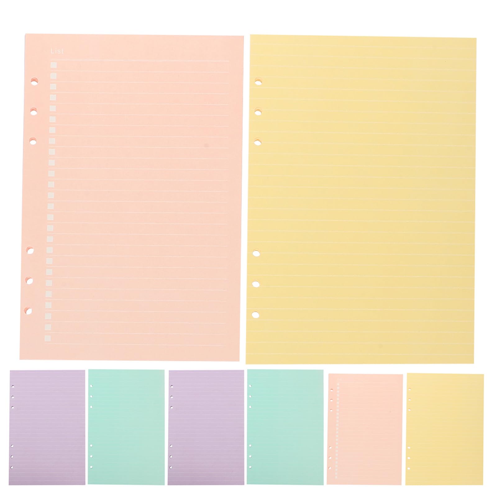8 fogli di carta sciolta formato A5, inserti per quaderno ricaricabili, raccoglitore ad anelli a 6 anelli, fogli sciolti a righe colorate per agenda, diario, quaderno, pittura, organizer