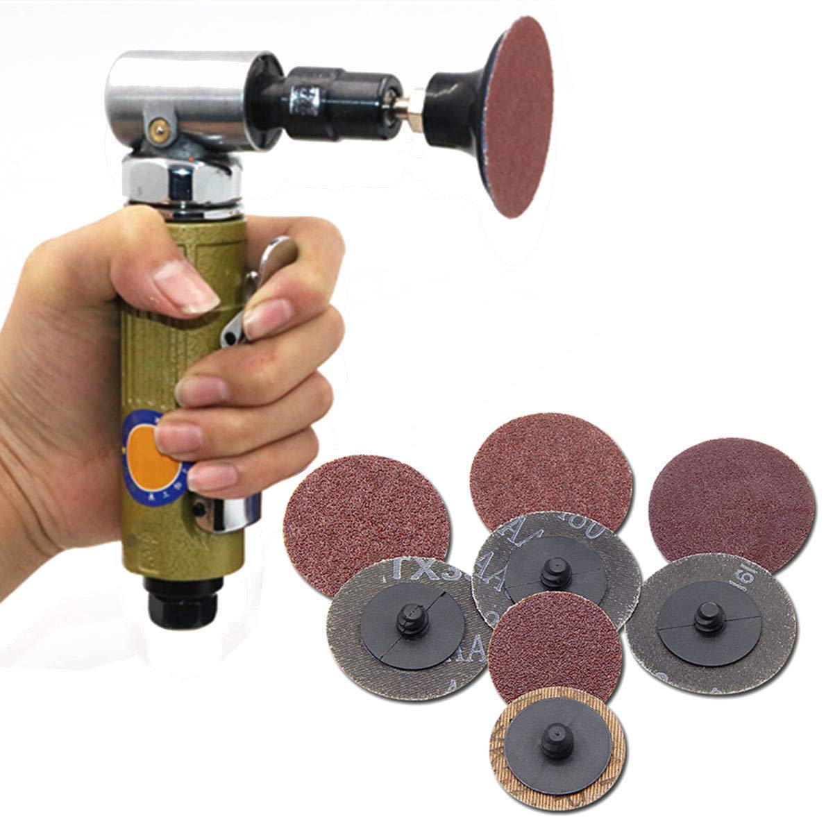 50PCS 1 inch Quick Change Discs Roll Type 36 60 80 120 220 Grit, VÉZAAR Torque Sanding Disc Die Grinder Accessories with 1/4 Dia Arbor