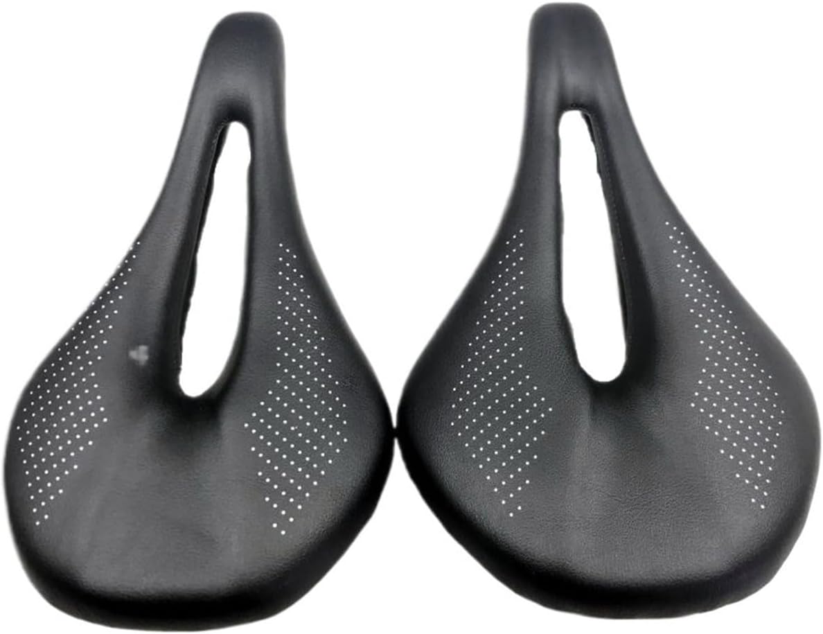 Super Light Carbon Bike Saddle - Leather & Cushion, 7x9mm Rails, 240 * 155MM, 143mm Width, for MTB, Road & Racing Bicycles