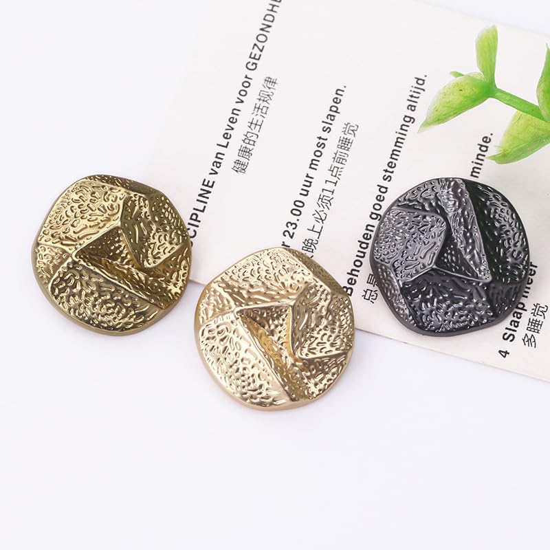 20 botones de metal arrugados for ropa, cárdigans, abrigos(Golden,20 mm)