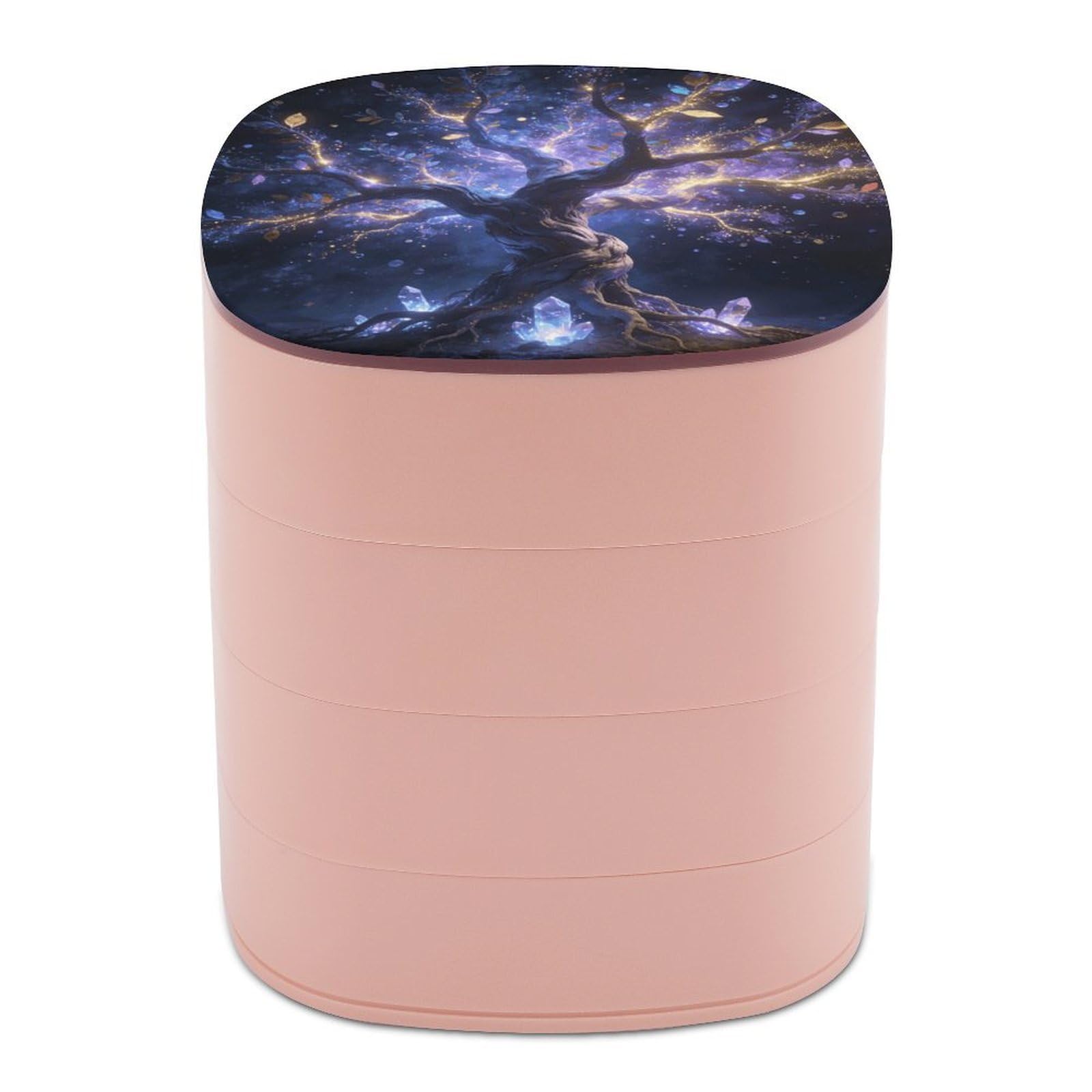 LZQPOEAS Tree of Life Jewelry Box Women Jewelry Organizer Travel Jewelry Case Cute Necklace Ring Storage Organizer 4-Layer Rotating Jewelry Tray Case with Mirror for Bracelets