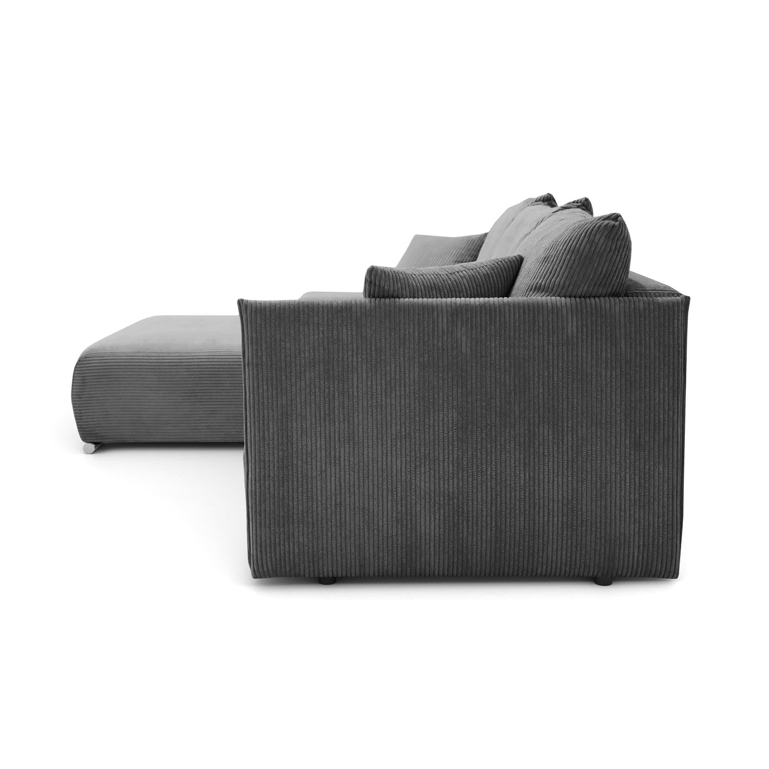 Lookway Ecksofa LAVIO L mit Schlaffunktion & Bettkasten – modernes, universelles L-Form Sofa 150x220 cm, Breite 246 cm, komfortable Wohnlandschaft mit Stauraum (Dunkelgrau - Anafi 03)