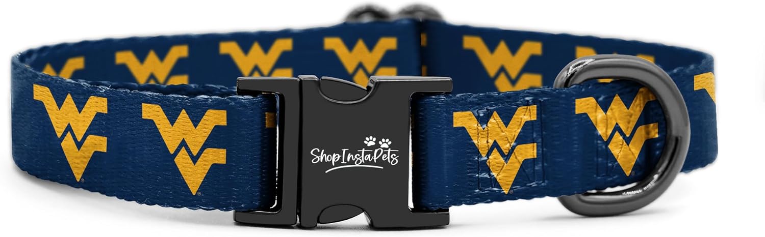 West Virginia Mountaineers Collars and Leashes | Officially Licensed | Fits All Pets! (Small Collar)