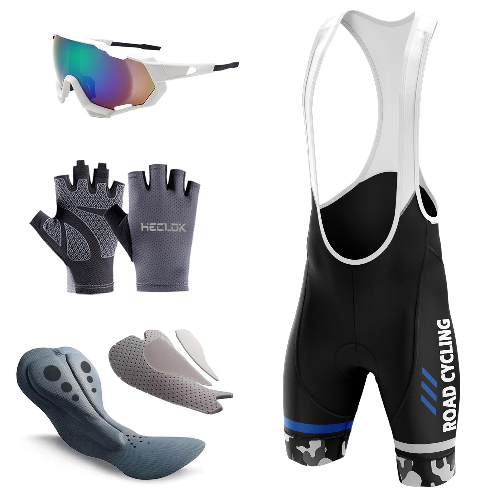 Culotte Ciclismo Bibs Shorts Hombres Verano, MTB Ropa Ciclismo Culote Corto con Tirantes, Transpirables, de Secado rápido,Ropa de MTB para Ciclismo al Aire Libre