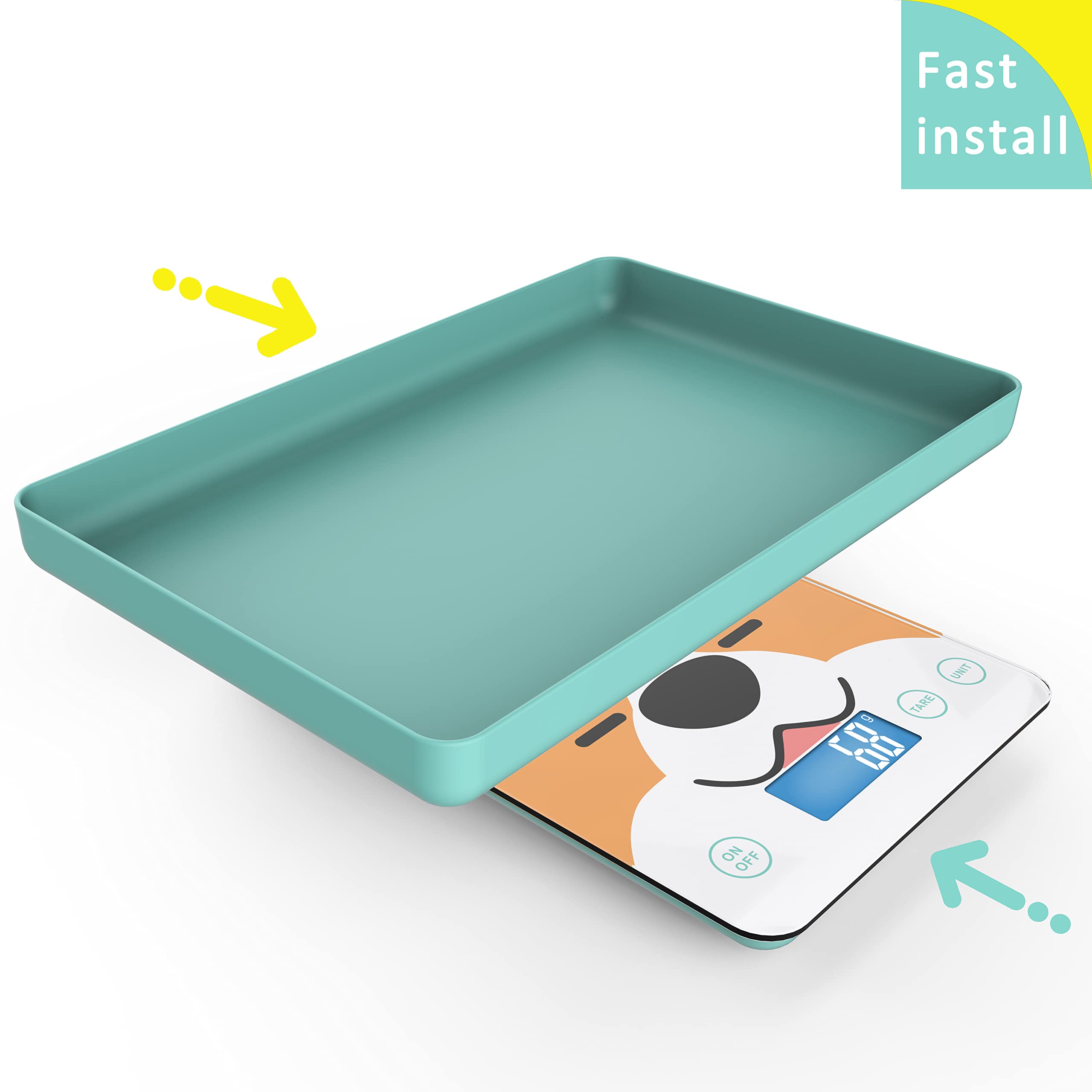Digitale Mini-Haustierwaage für Neugeborene und Kleintiere, Präzisions-Grammwaage zum Wiegen, Genauigkeit von 0,03 oz, Kapazität von 33 lbs, fünf Einheiten umschaltbar, blau