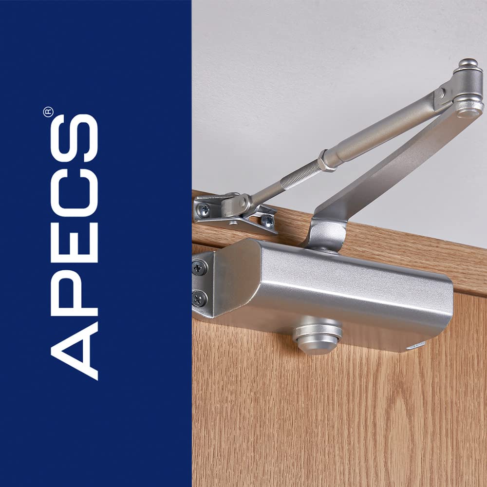 APECS Ferme-porte hydraulique automatique pour porte intérieure et porte d'entrée - Largeur des portes jusqu'à 105 cm - Poids jusqu'à 100 kg - Argenté