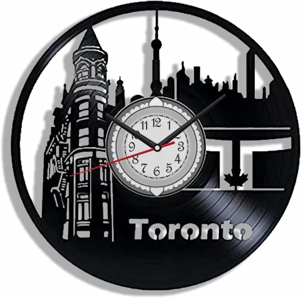 Toronto Canada Wall Clock Vinyl Record Wall Art 12 Inches Home Decoration Travel Souvenir Gifts