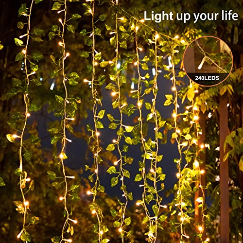 Alpha Decor Ivy For Bedroom， 12 Total 240 Led Curtain String Lights， Fake Plant Rattan Hanging Garland For Wedding Party Patio Wall And Indoor Outdoor Decor #TOP4