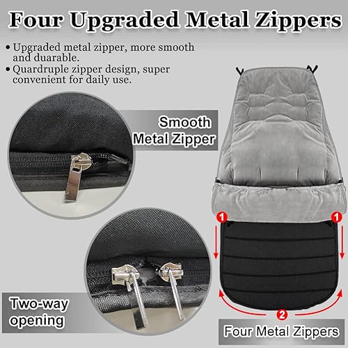 Miniatura 2 de XIFAMNIY Saco de dormir universal para bebé grueso para proteger al bebé del clima frío del invierno en cochecito, cochecito (forro polar negro de