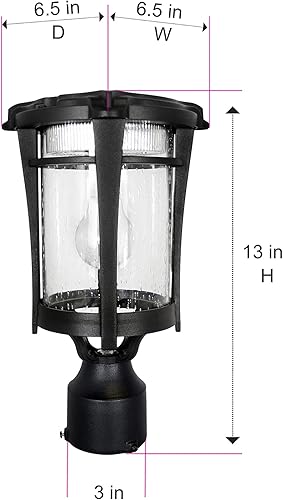 Miniatura 7 de Gama Sonic Aurora 124B033 - Luz solar para exteriores, aluminio fundido negro, luz única con 3 opciones de montaje, ajuste de 3 pulgadas para postes