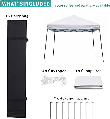 Miniatura 7 de Tienda de campaña desplegable de 8 x 8 pies, patas inclinadas instantáneas para exteriores, refugio solar con bolsa de transporte portátil para