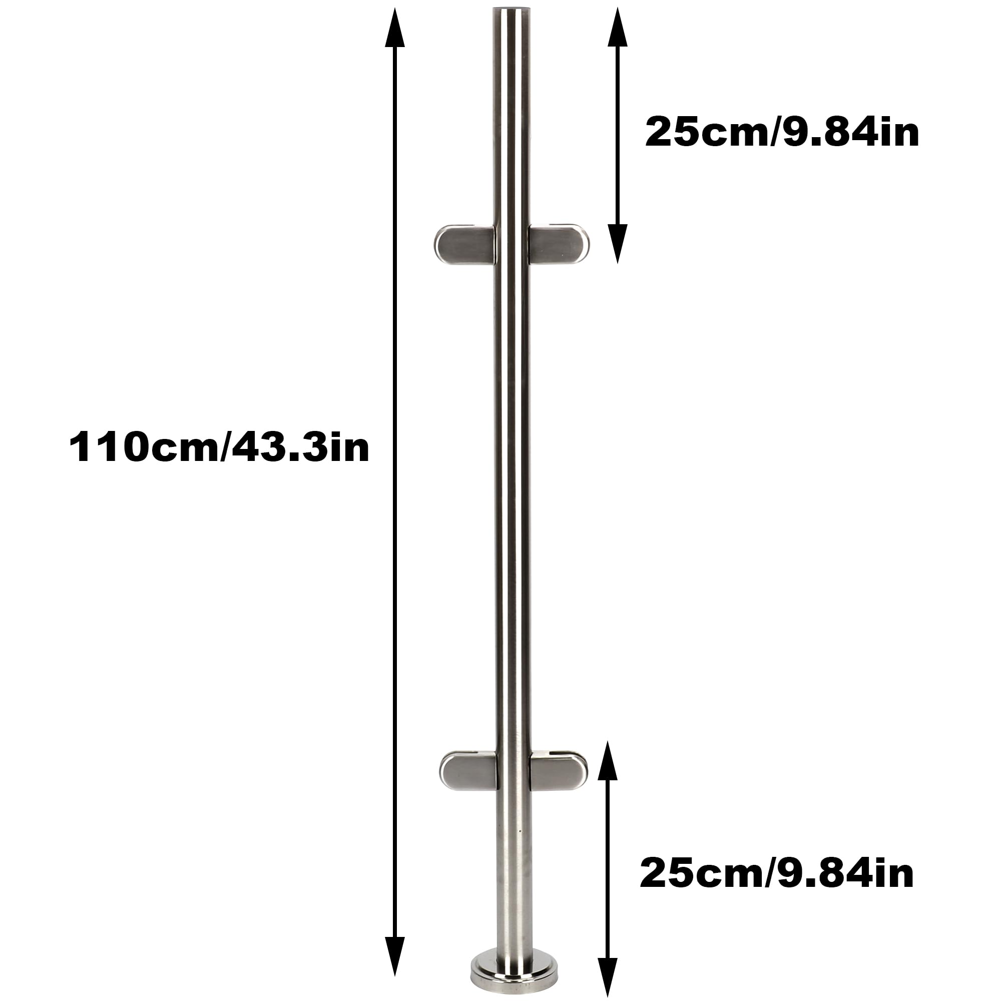 aleawol 110cm Stainless Steel Balustrade Posts Middle Post, Glasses Balustrade Posts with Glass Clamps and Rubbers - Image 2