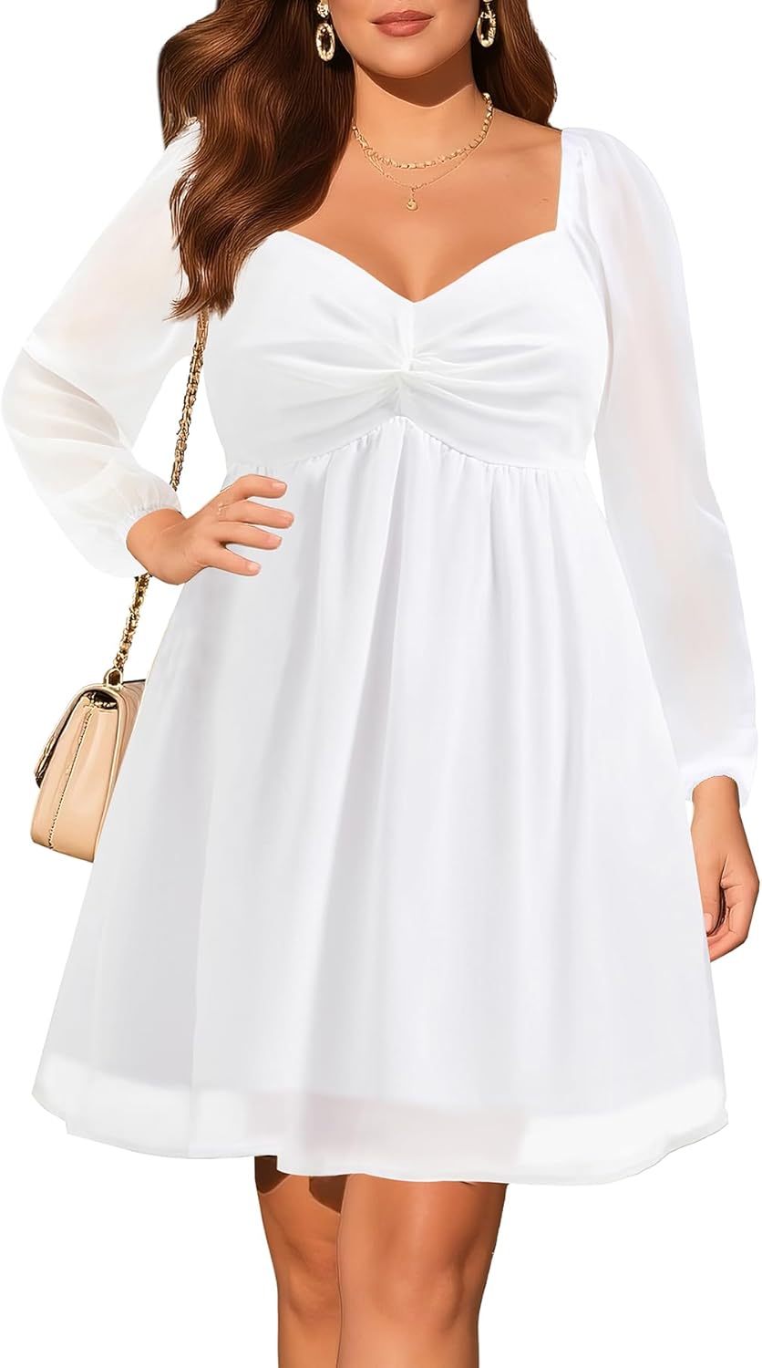 Pinup Fashion Women Graduation Dress Plus Size - Homecoming Sweetheart Neckline Chiffon A-Line Short Dresses