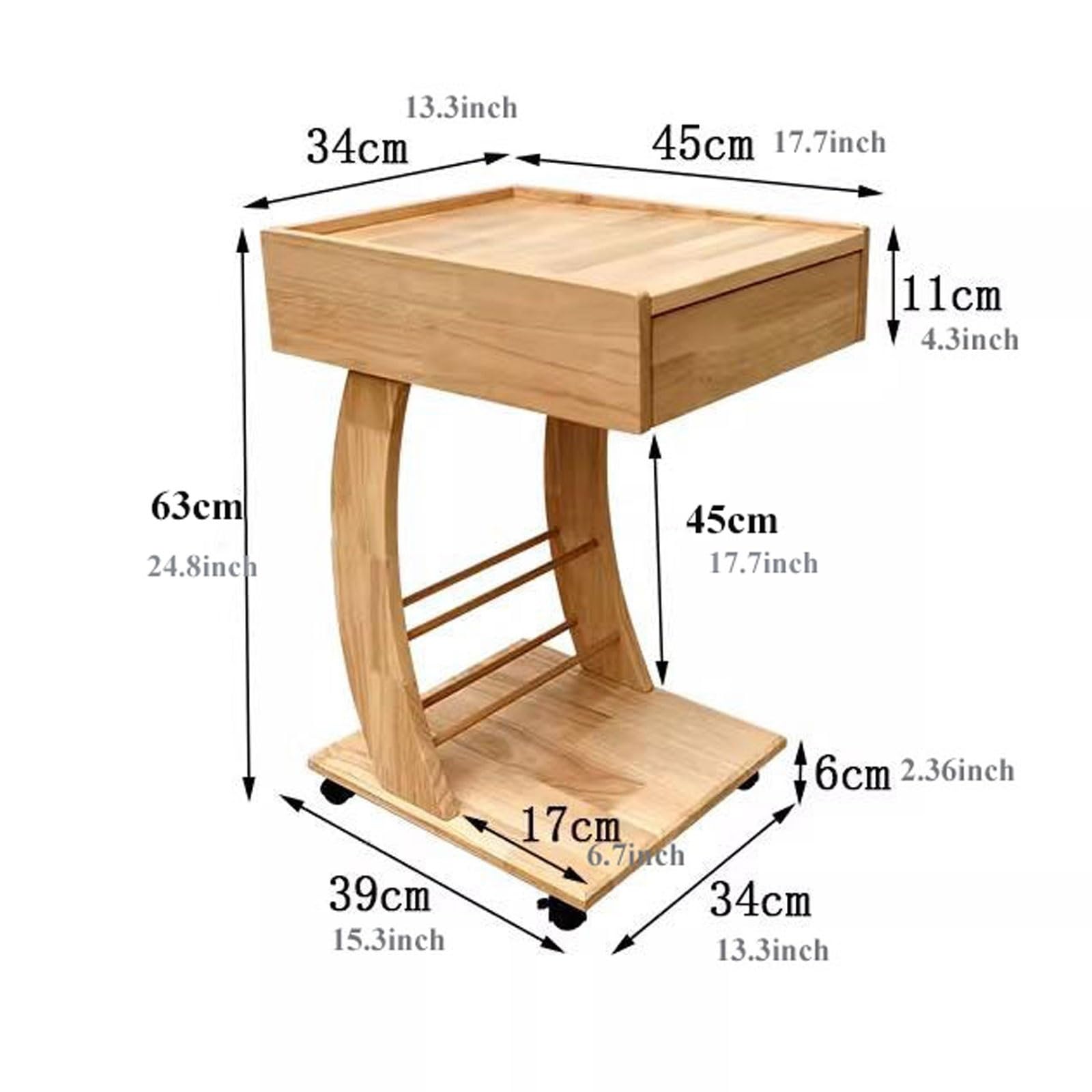 Table D'appoint Américaine En Bois Massif Avec Tiroir - Dimensions 50x50x66 Cm - Style Country, Finition Cerisier Ou Noyer - Pour Salon, Chambre, Bureau
