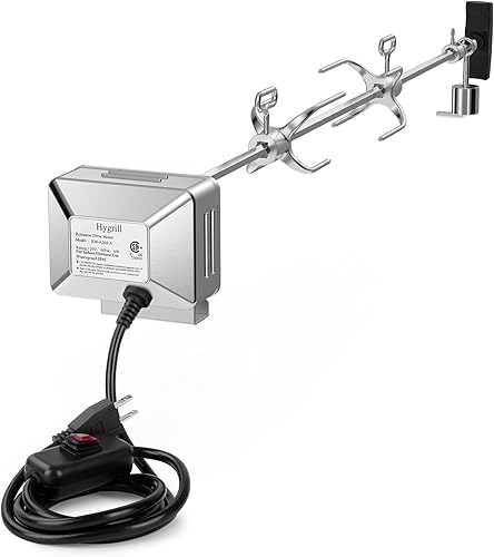 Hygrill - Kit de asador para todas las parrillas Hygrill de gas y carbón integradas de 4 quemadores, asadores con motor, varilla de asador, 2