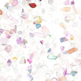 ARTIBETTER Pedras de aquário, cascalho de aquário, cascalho, lascas roladas, pedra de cristal triturado, quartzo, para bricolagem, pedras de aquário, vasos, suculentas, 1 saco de forma aleatória, cor de cascalho de aquário