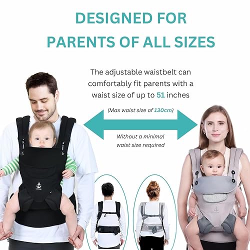 Miniatura 3 de Portabebés ergonómico para todas las estaciones, portabebés transpirable para recién nacidos a niños pequeños (8-33 libras), portabebés con diseño