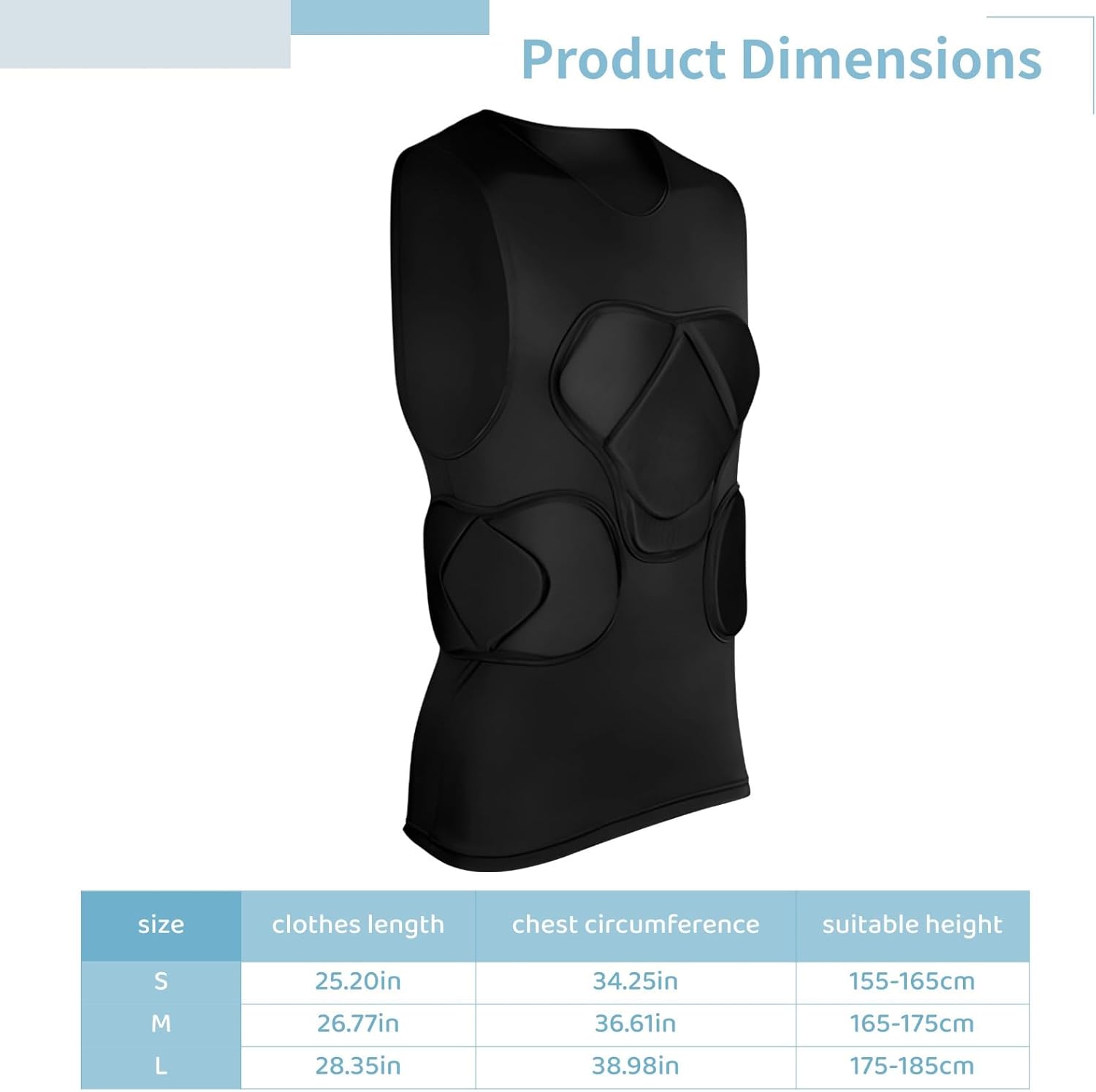 Black Padded Goalkeeper Vest, Breathable and Flexible Design, S-XL, Polyester Fabric, Great for Rugby &