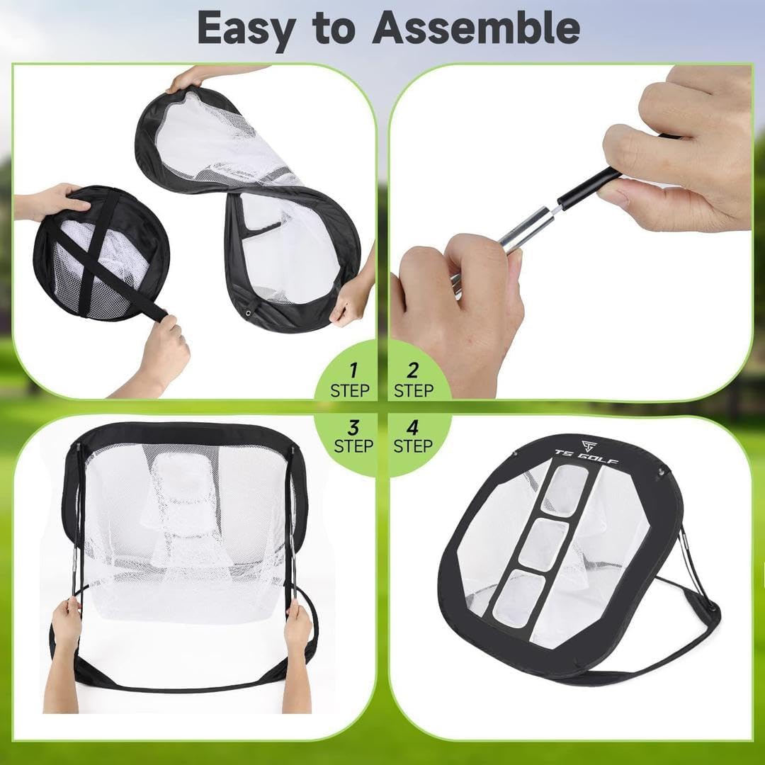 Rete da pratica, 3 x 2,1 m, campo di guida interno/esterno con tappetino Tri-Turf, bersaglio per scheggiature, 5 palline, 3 Tee, borsa per il trasporto
