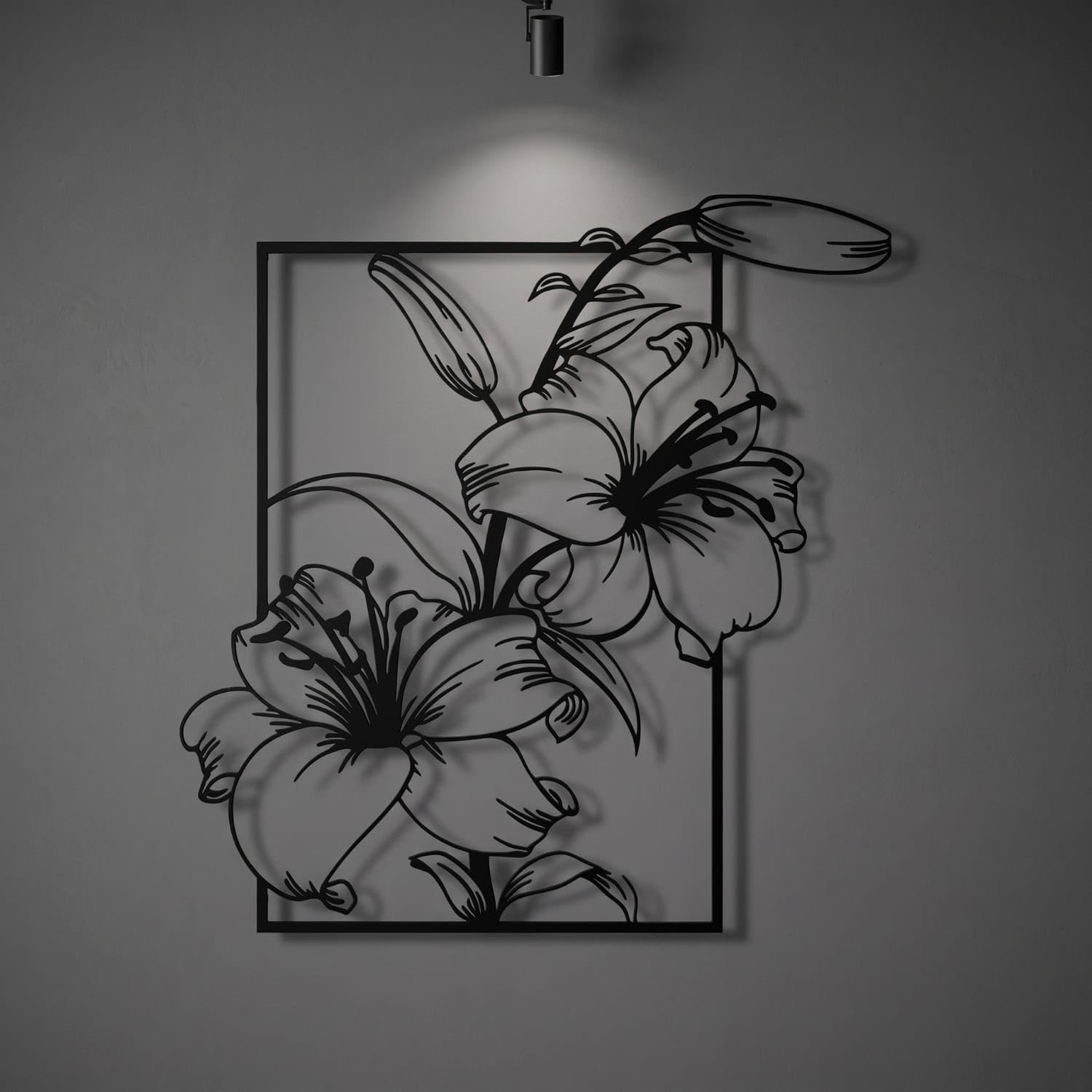 LOOM TREE Black Lily Flower Metal Wall Decor Minimalist Lily Flower Metal Wall Art Modern Elegant for Homeowners, Minimalists, Living Room, Entryway, Patio, Tylt26071604-image-36