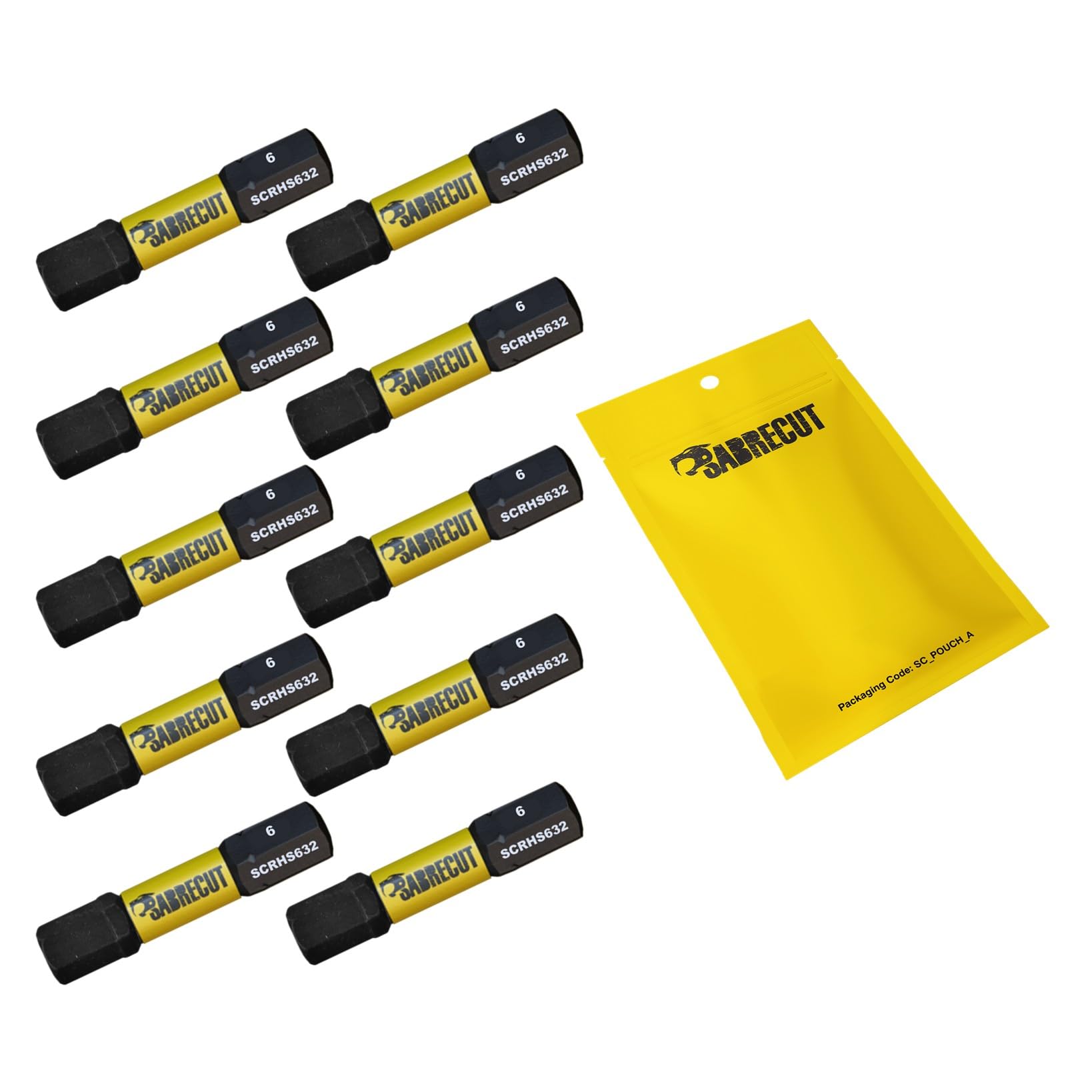 SabreCut Tamper Proof Impact Bits H6 32mm x 10 - Milwaukee DeWalt Professional