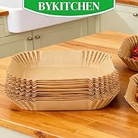 Vista 9 de BYKITCHEN 300 forros para freidora de aire Ninja Dual Airfryer, papel pergamino desechable rectangular compatible con Ninja DZ201/DZ401/DZ550, Bella