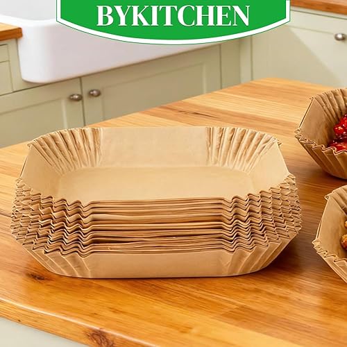 Miniatura 9 de BYKITCHEN 300 forros para freidora de aire Ninja Dual Airfryer, papel pergamino desechable rectangular compatible con Ninja DZ201DZ401DZ550, Bella