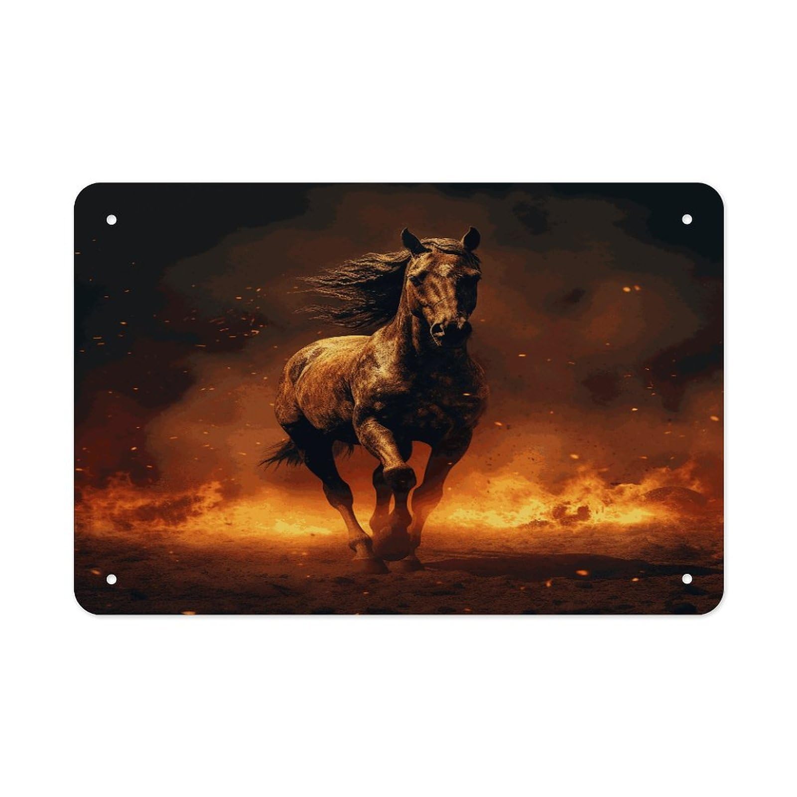 Fodpand Style Flame Horse Wall Art Metal Signs Tin Sign