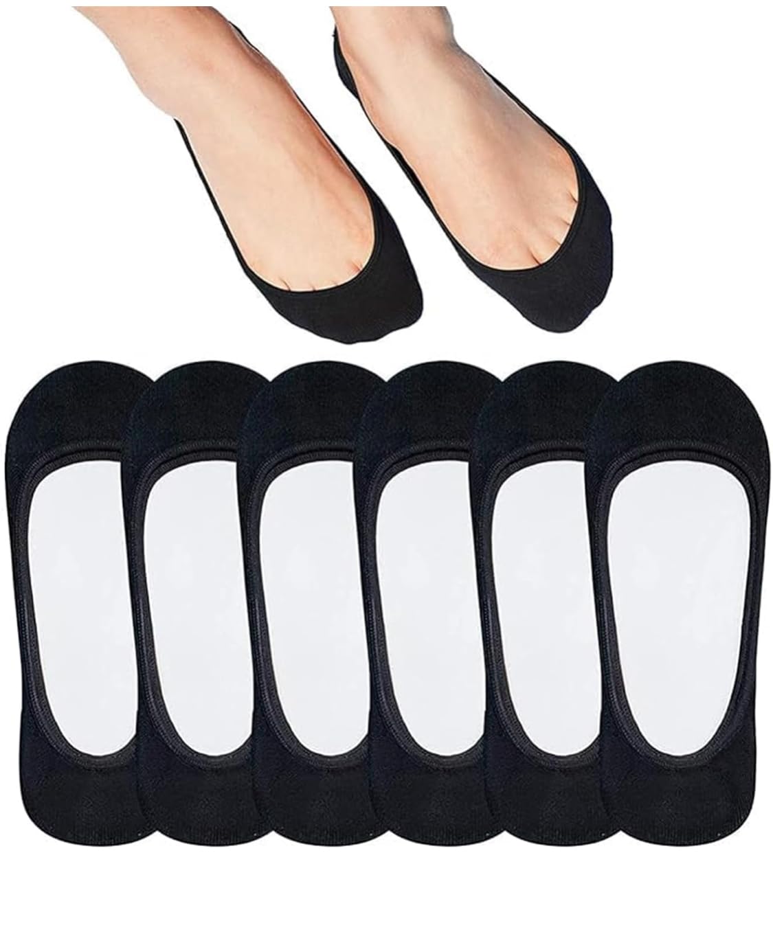 SHREE JEE No Show Socks for Women, Ultra Low Cut Invisible Liner Socks, Non-Slip, Black and Beige, 6 Pairs (IN, Alpha, Free Size, Black)-image-4