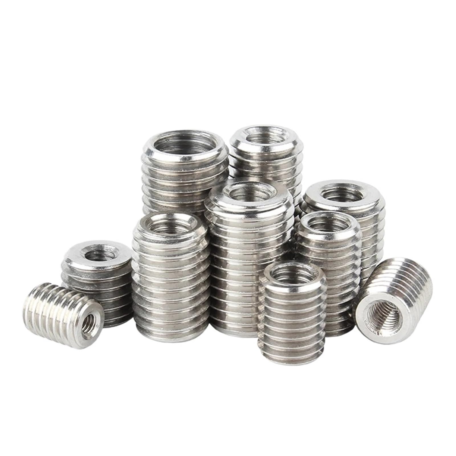 2-5 szt. M2 M3 M4 M5 M6 M8 M10 M12 wewnątrz gwint zewnętrzny adapter nakrętki śrubowe wkładka tuleja konwerter nakrętka łącznik 304 stal nierdzewna(Length 25mm,M8-M16 (5pcs))
