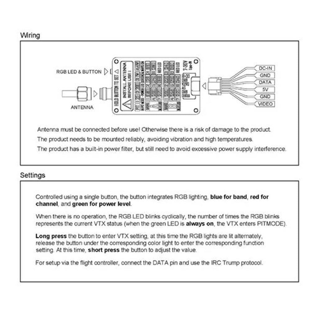 Transmisor VTX de 3,3 G y 4 W y Receptor VRX. Transmisión de Video para Carreras de Drones y Gafas FPV. Alcance y Claridad Mejorados.