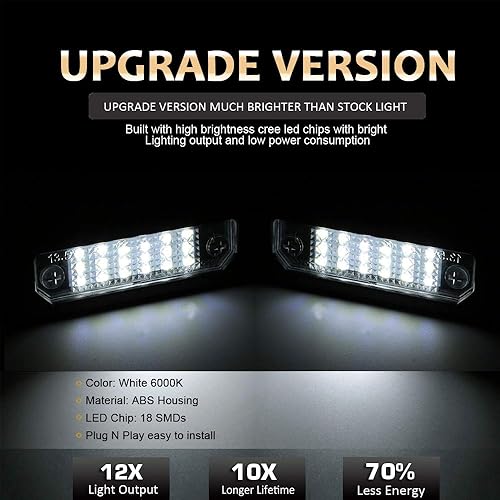 Miniatura 2 de D-Lumina Lámpara LED para matrícula, montaje de lámpara para Fo-rd Flex Focus Fusion Taurus Mustang Lincoln Mercury, alimentado por 18-SMD 6000K